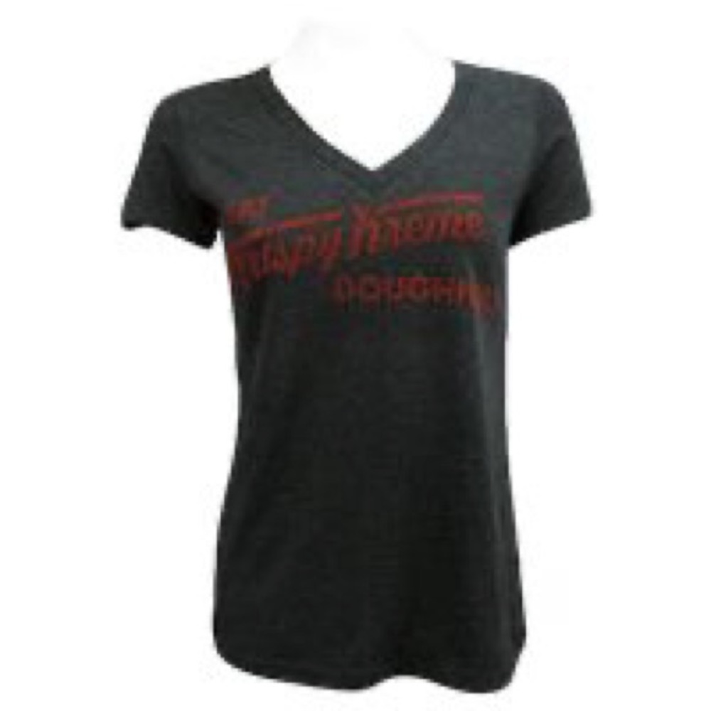 New Eat Krispy Kreme Doughnuts women’s v-neck t-shirt Size Large heathered grey